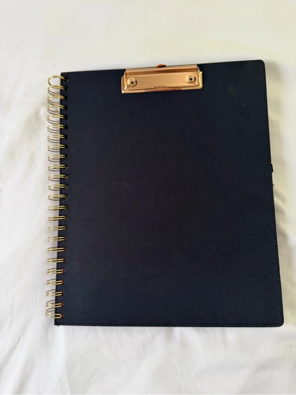 Black Spiral Clipboard Notebook with Gold Clip